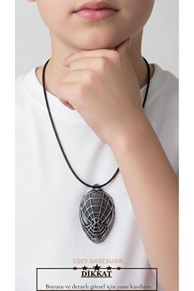 Esey Dizayn Örümcek Adam Kolye ve Deri Bileklik
