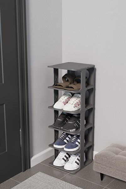 Heredot 5 Katlı Plastik Gri Ayakkabı Rafı MIT1063