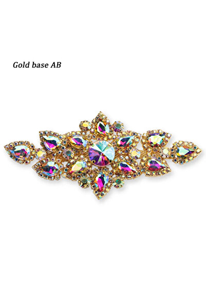 Choice Gold base AB Sewing On Rhinestone Applique 1pcs Silver/Gold Base Clear...