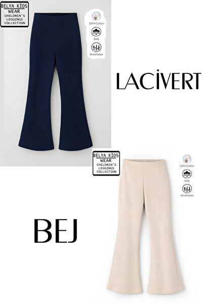 Belya Kids Wear 2 Li Pamuğa Pamuk Tam Kalıp Kız Çocuk İspanyol Tayt