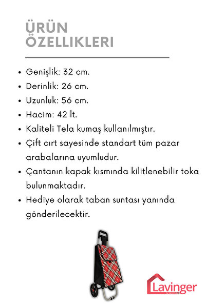 YAŞARYAPIMARKET Işık Pazar Arabası Torbası Brandalı Lüx