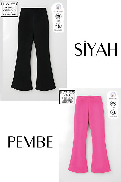 Belya Kids Wear 2 Li Pamuğa Pamuk Tam Kalıp Kız Çocuk İspanyol Tayt