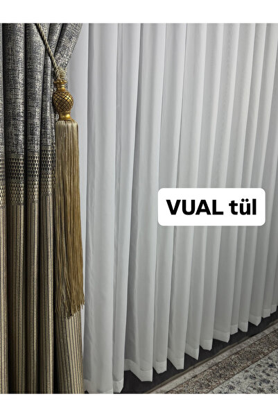 exelance home VUAL TÜL PERDE DÜZVUAL ŞIK TÜL TERGAL TÜL VUAL EKRU RENK 1e3 Sİ...