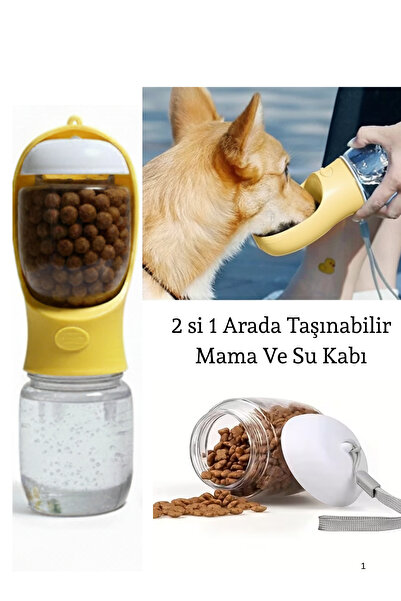 ego home Taşınabilir Kedi Köpek Suluğu 350 mL su 180 ml mama 2in 1 arada Seya...