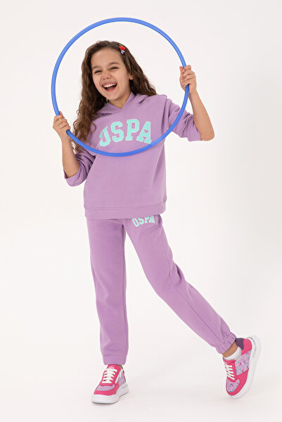 U.S. Polo Assn. بنطلون رياضي للفتيات باللون الأرجواني اللامع 50317893-VR034