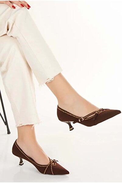 KOCAMANLAR Feles Stud Buckle Детайлни дамски обувки с висок ток BROWN