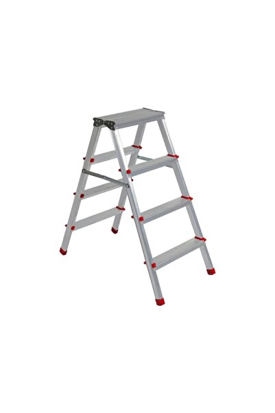 ASVERA Elmas Serisi - 4+4 Alüminyum Çift Çıkışlı Merdiven - 4 Basamaklı Ev, Bahçe ve İş Yeri Kullanımına Uy