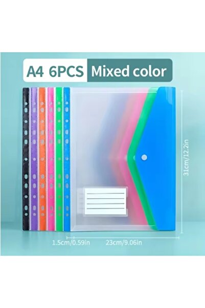 Choice Horizontal 6pcs 6pcs A4 High-Capacity Loose-Leaf File Bags with 11-Hole Binding Rings,Expandable But