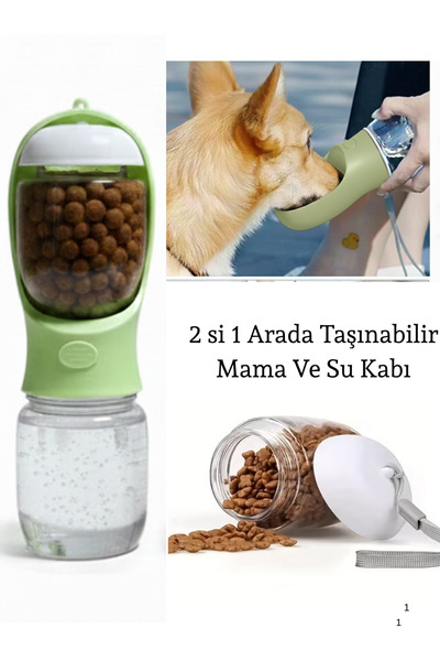 ego home Taşınabilir Kedi Köpek Suluğu 350 mL su 180 ml mama 2in 1 arada Seya...