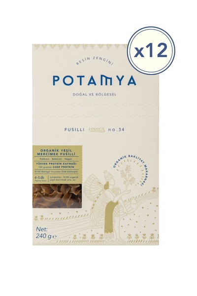 POTAMYA Organik Glutensiz Yeşil Mercimek Fusulli x12