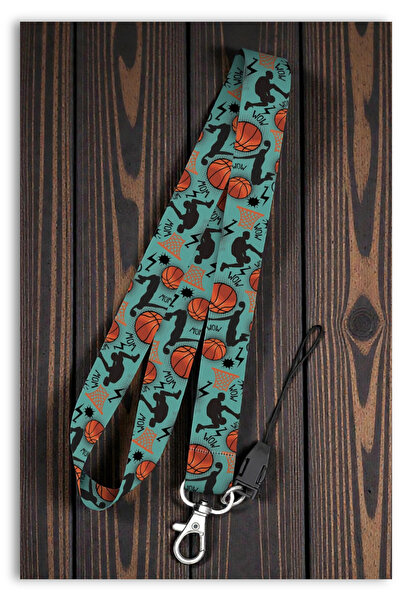 Mia Aurora Basketbol Desenli Spor Temalı Boyun Askı İpi Telefon Askısı Yaka K...