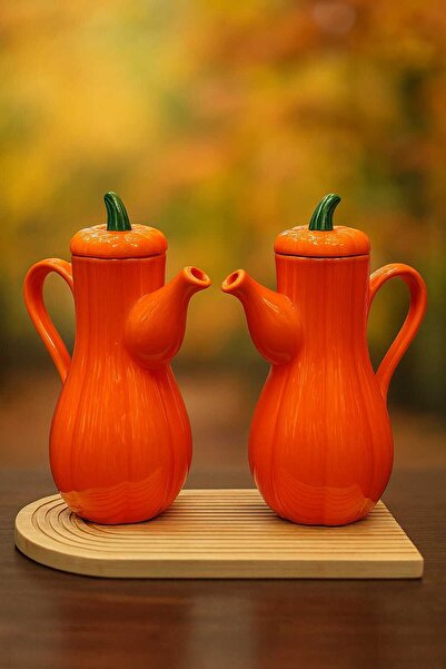 Home Pumpkin Series 2-Piece Ceramic Oil and Vinegar Set, Pumpkin Oil Pot Set ...