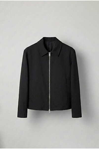 ablukaonline Pánská tenká bunda na zip Relaxed Fit černá