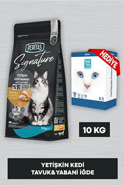 PERİTAS Signature Tavuklu Yetişkin Kedi Maması 10 Kg Fresh Paty Clinic 6 LT K...