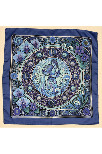 Time in a Tin Kova Burcuna Özel İpeksi Saten Tasarım Fular