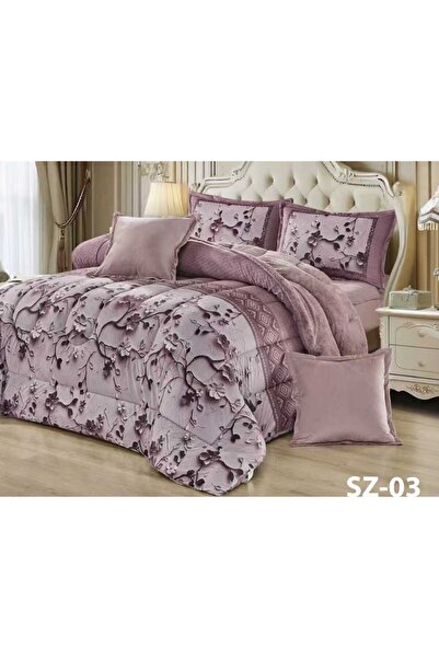 Roshen طقم لحاف نفرين مفرش 6 قطع مخمل فرو شتوي لحاف مقاس 230*250سم