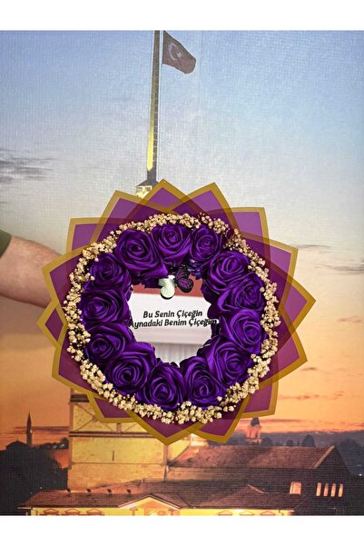 BUKET DÜNYASI AYNALI LEDLİ CİPSOLU YAZILI SOLMAYAN GÜL BUKETİ MOR GÜL DIŞI MO...