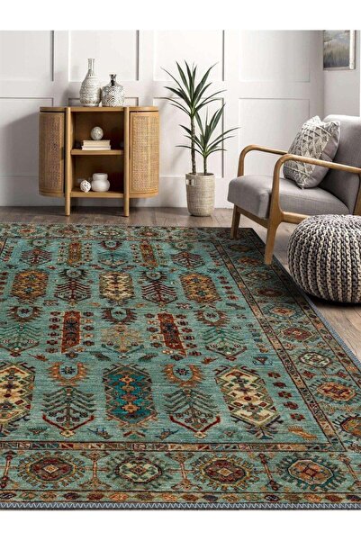 Serteks Afgan Desenli Dokuma Taban Dekoratif Şönil Halı Salon Halısı Oturma Odası Antre Halı Yolluk