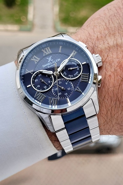 Daniel Klein Lacivert Gümüş Renk Göstergeleri Aktif Hediye Paketli 45 Mm Erke...