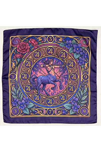 Time in a Tin Yay Burcuna Özel İpeksi Saten Tasarım Fular