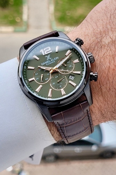 Daniel Klein Kadranı Yeşil Kordonu Kahverengi Renk 43 Mm İç Göstergeleri Akti...