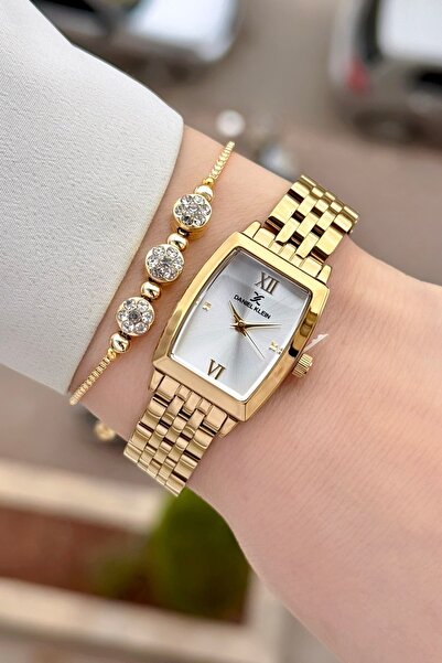 Daniel Klein Altın Renk 2 Yıl Garantili 26 mm Kadın Kol Saati ve Hediye Bileklik