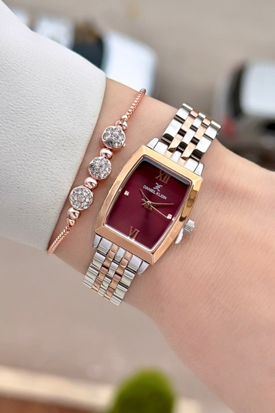 Daniel Klein Kadranı Bordo Kordonu Bakır Metalik Renk 2 Yıl Garantili 26 mm K...