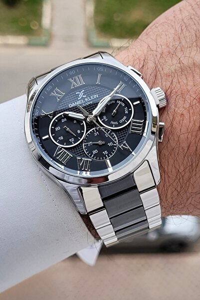 Daniel Klein Siyah Gümüş Renk İç Göstergeleri Aktif Fonksiyonlu 45 mm Erkek K...