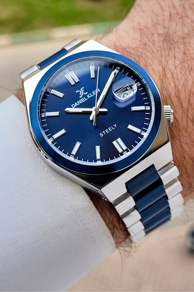 Daniel Klein Lacivert Gri Renk Ayarlanabilir Kordonlu 40 mm Çelik Metaryel Er...