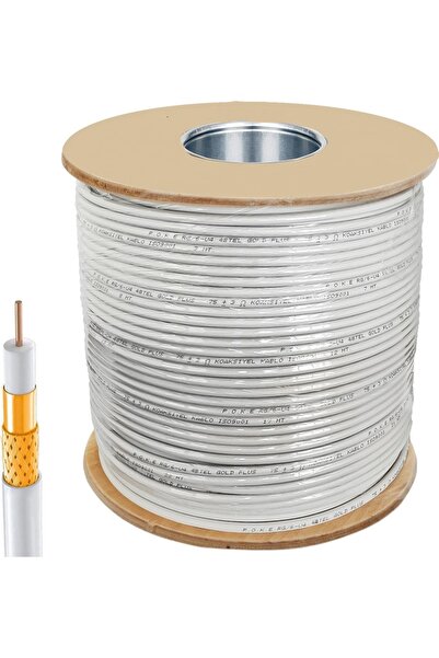 Poke 300 Metre Anten Kablosu Gold RG6/U4 48Tel 1.02 Beyaz 300mt