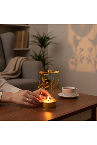 keyfim shop Isı ile Dönen Kar Tanesi Tasarımlı Dekoratif Metal Mumluk & Şamdan