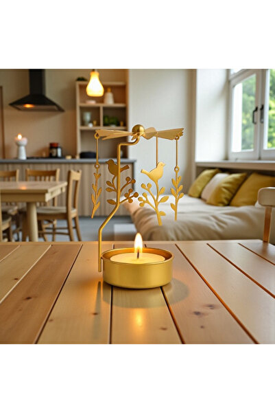 keyfim shop Isı İle Dönen Dekoratif Yıldız Tasarımlı Metal Tealight Mumluk