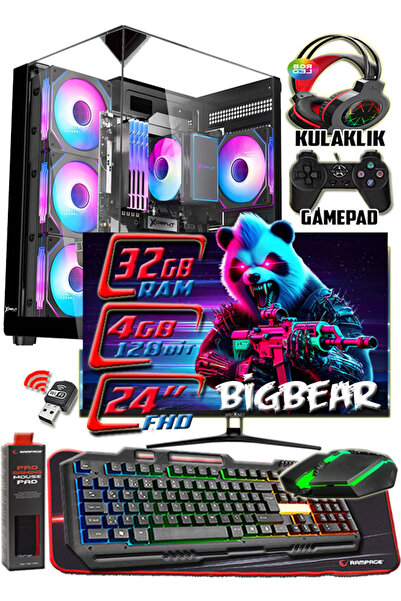 WARBOX BigBear 24" Curvet Monitör Xeon X5650 32gb Ram 256gb Ssd 250gb Hdd R7 240-4gb E.kartı Gaming PC