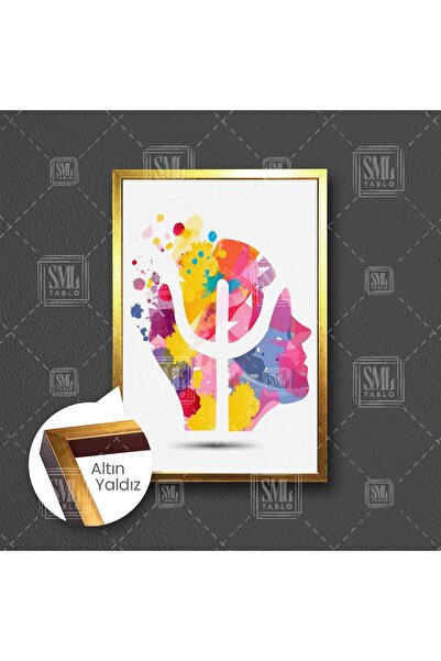 SML TABLO Psikolog Büro Psikoloji Psi Sembolu İnsan Kafası Psikolog Ofisi Çer...