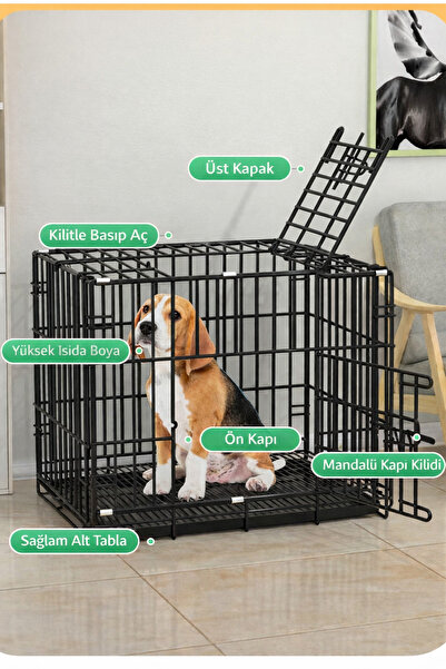 ADEFCO Kedi Köpek Kafesi Metal Katlanabilir Tepsili 85x60x70