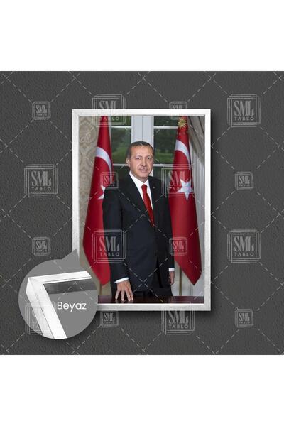 SML TABLO Recep Tayyip Erdoğan Cumhurbaşkanı Reis Türk Bayrağı Çerçeveli Dike...