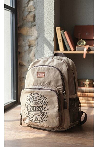 Old Cotton حقيبة ظهر كاجوال للجنسين - للمدرسة، السفر، الكمبيوتر المحمول، الرياضة، الاستخدام اليومي - قطن قماشي