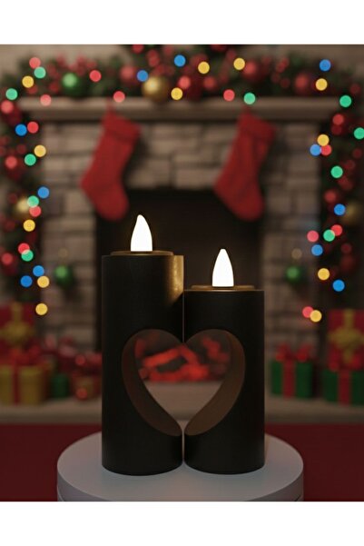hediyesepetinde 🕯️ Kalp Detaylı Çift Mum Dekor | Sıcacık ve Romantik Ev Işığ...