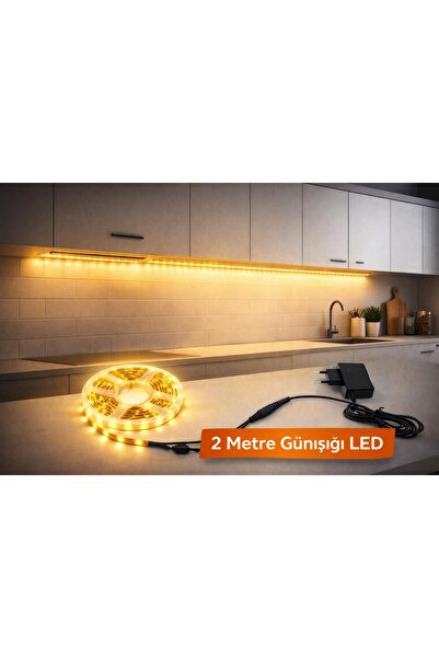 bt bayır teknoloji Mutfak Tezgah Üstü Için 2 m Günışığı Şerit Led12v Adaptör Tak Çalıştır Aç Kapa Anahtar