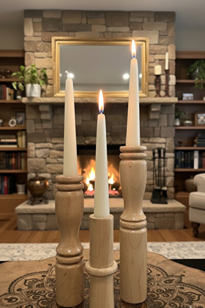 TOLGA’S WORKSHOP El Yapımı Ardıç Ağacı 3’lü Ahşap Şamdan Seti – Mum Dahil | R...