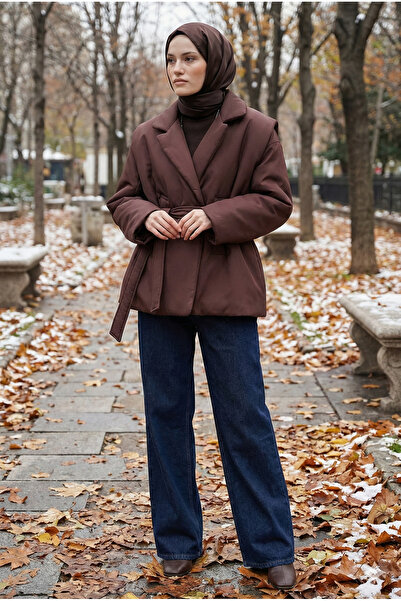 Hooopstore Kadın Şişme Yelek Detaylı Kahve Mont