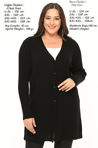 Laden سترة تريكو مقاس كبير للنساء من Mother Battal طويلة ناعمة باللون الأسود ...