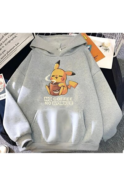 Oceanwear سويت شيرت للجنسين بيكاتشو مطبوع قصة فضفاضة بغطاء رأس