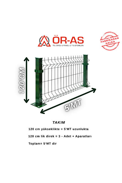 ÖR-AS TEL ÖRGÜ & PANEL ÇİT SİSTEMLERİ 120'Lik Panel Çit Takım  5 Mt + 1 direk...