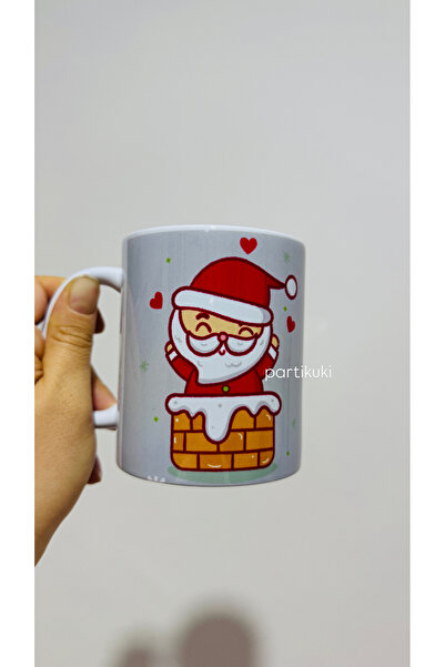 partikuki Yılbaşı Hediyesi İsimli Noel Baba Temalı Kupa Bardak Kişiye Özel Ye...