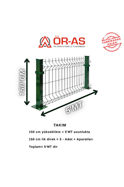 ÖR-AS TEL ÖRGÜ & PANEL ÇİT SİSTEMLERİ 150'Lik Panel Çit Takım  5 Mt + 1 direk...