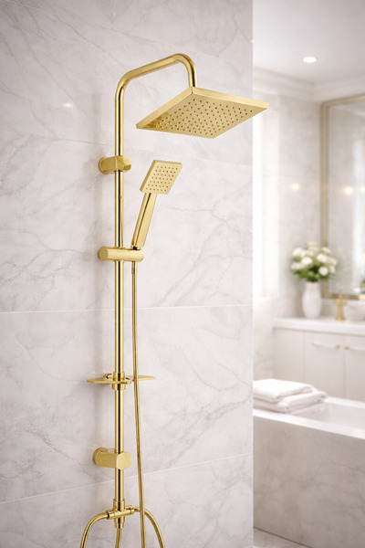 Viosa Gold Altın Kare Yağmurlama Robot Tepe Duş Seti 5 Yıl Garantili