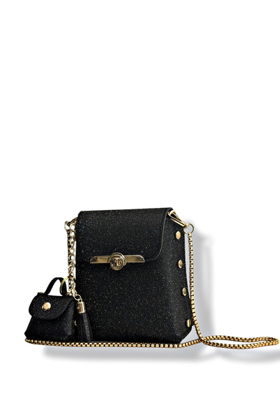 MAY BAGS Mini Cüzdan Hediyeli Simli Crossbody Çanta