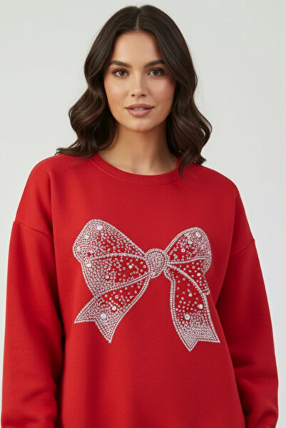 UNCİA OUTDOORS Hanorac supradimensionat pentru femei, cu imprimeu cu panglici...