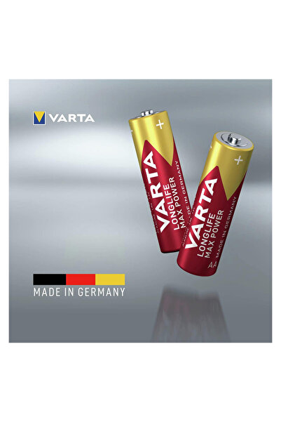 Varta Longlife Max Power AA Alkalin Kalem Pil, LR6, 1,5V, 4'lü Paket